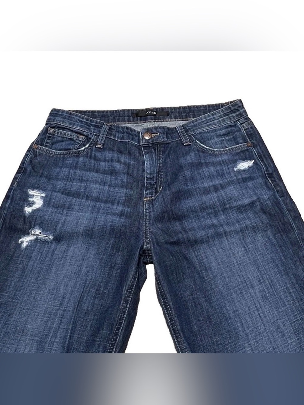 Joe's Jeans Mid Rise Boyfriend Destructed Cotton Dark Blue Denim Women’s Size 29 - Picture 3 of 11